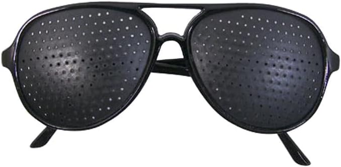 Daiso Wide Pinhole Training Glasses - Black Aviator Style for Vision Exercise